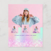 Papier Hologramme rose violet photo invitation anniversai (Dos)