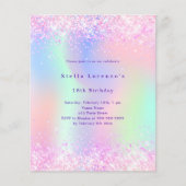 Papier Hologramme rose violet photo invitation anniversai (Devant)