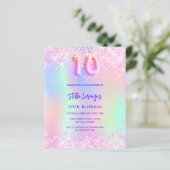 Papier Holographie rose 10e anniversaire invitation budgé (Debout devant)