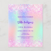 Papier Holographie rose violet budget 18e anniversaire (Devant)