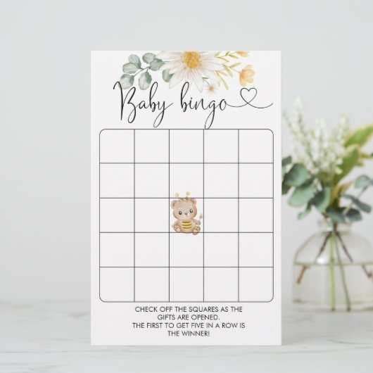Papier Honey Bear Baby shower Bingo Jeu (Debout devant)