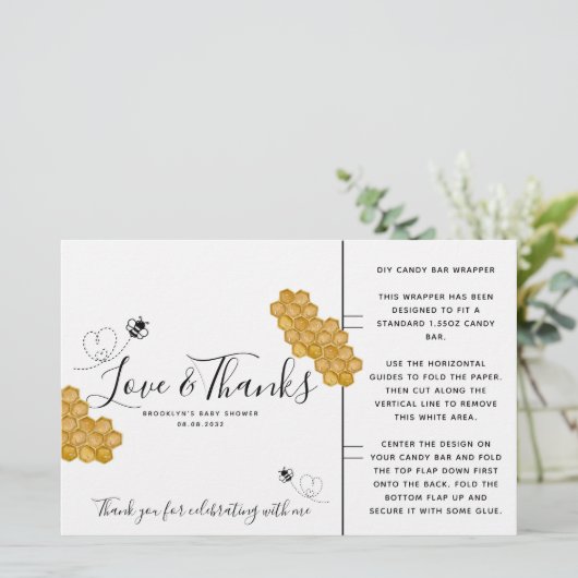 Papier Honneur Bee Baby shower Candy Bar Wrapper (Debout devant)