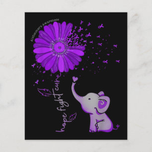 Papier Hope Fight Cute Elephant Alzheimer's Purple Ribbon