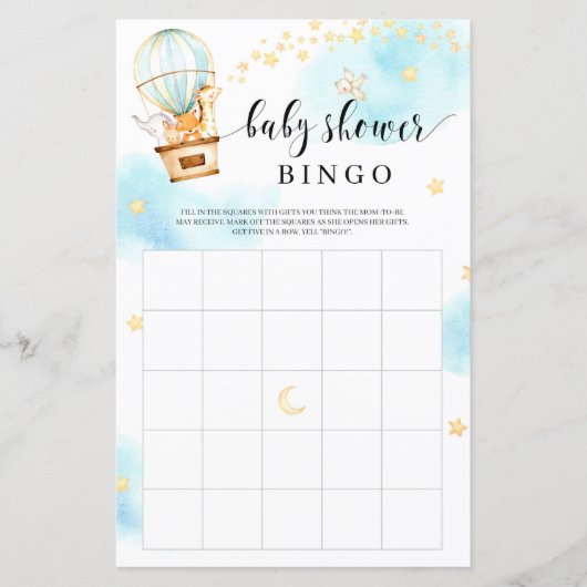 Papier Hot air ballon mignon animaux jeu de baby shower (Devant)