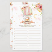 Papier Hot Air Balloon Animaux Baby ABC Baby shower Jeu (Devant / Derrière)