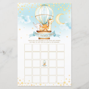 Papier Hot Air Balloon Animaux Baby shower Bingo Jeu