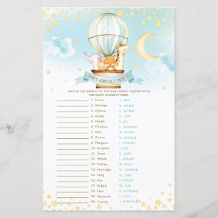 Papier Hot Air Balloon Garçon mignon Bébé Animaux Match J
