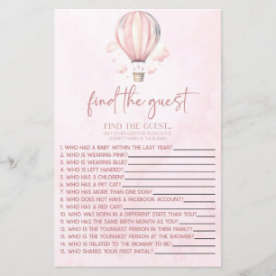 Papier Hot Air Balloon Trouvez Le Jeu Du Baby shower Invi