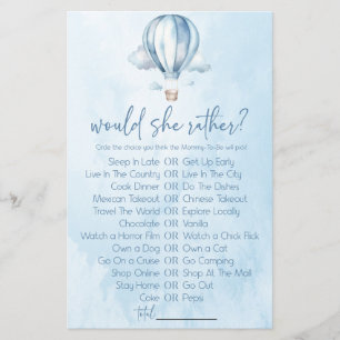 Papier Hot Air Balloon Voudrait-Elle Plutôt Baby shower J