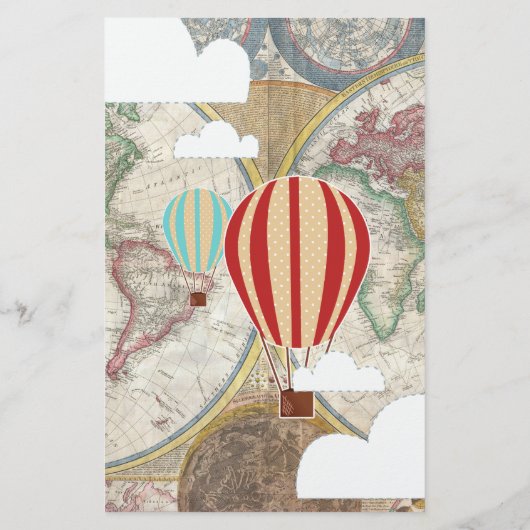 Papier Hot Air Balloon & World Map Devinez Les Prix (Dos)