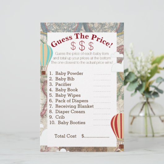 Papier Hot Air Balloon & World Map Devinez Les Prix (Debout devant)