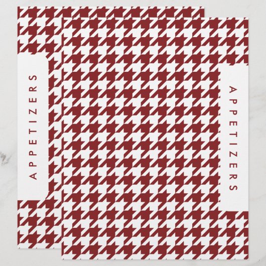 Papier Houndstooth séparateur de recette / Apéritifs / Pe (Devant / Derrière)