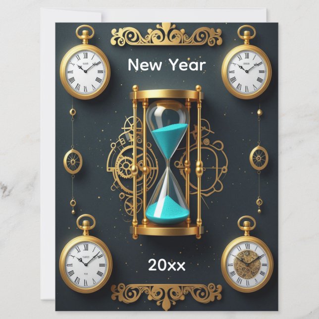 Papier Hourglass and Watches Scrapbook Paper (Devant)