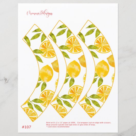 Papier Housse de cupcake LEMON, cupcakes à thème citron (Devant)