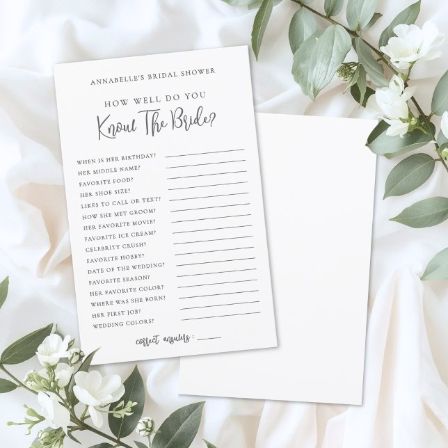 Papier How Well Do You Know The Bride Bridal Shower Game (How Well Do You Know The Bride Bridal Shower Game)