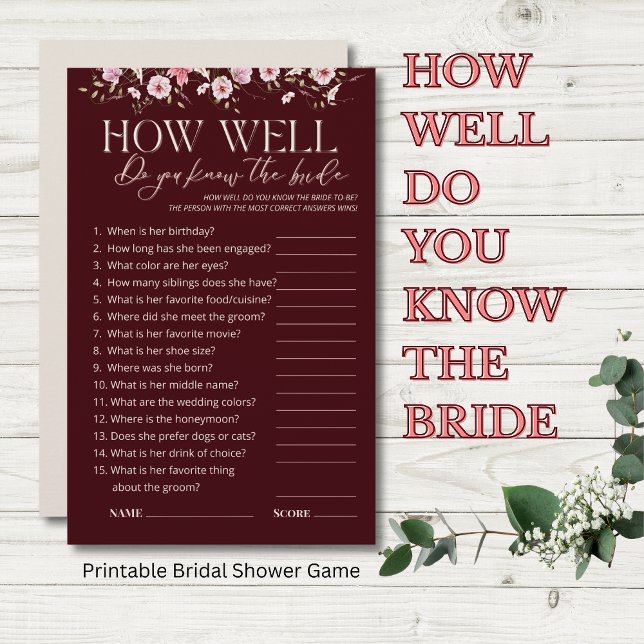 Papier How Well Do You Know the Bride Bridal Shower Game (Créateur téléchargé)