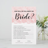 Papier How well know the Bride Pink Lace Bridal Game (Debout devant)