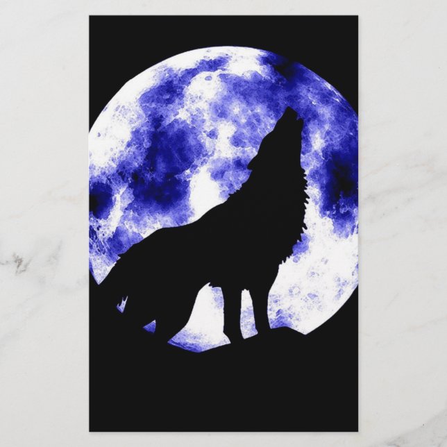 Papier Howling Wolf à Moon (Devant)