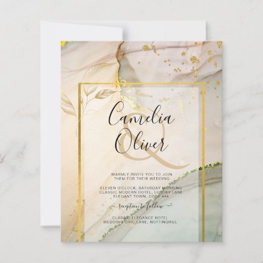 Papier Huitre Perle Or MARIAGE Encre à alcool Abstrait (Devant)