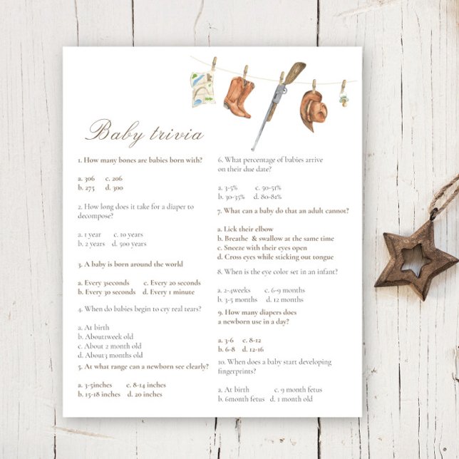 Papier Hunter baby shower - Baby Trivia Game (Créateur téléchargé)