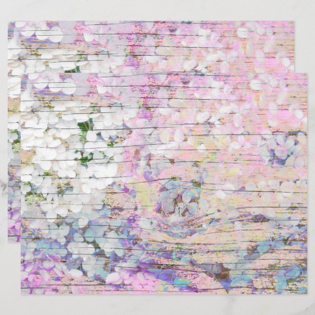 Papier Hydrangea Floral rose Pays Bois Vintage (Devant / Derrière)