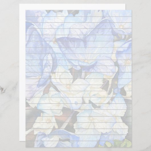 Papier Hydrangea Lined Stationnaire (Devant / Derrière)