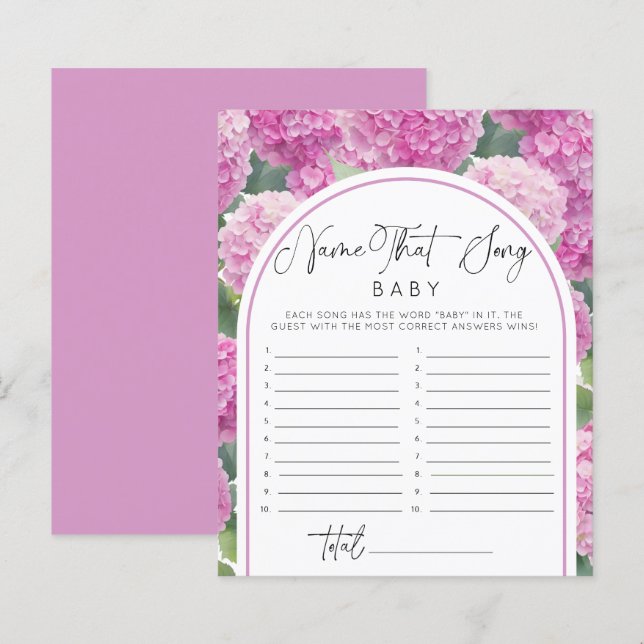 Papier Hydrangea Nom du Baby shower Jeux de Chanson (Devant / Derrière)