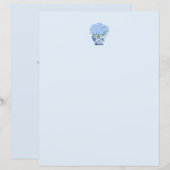 Papier Hydrangeas bleus de Nantucket dans un vase de styl (Devant / Derrière)