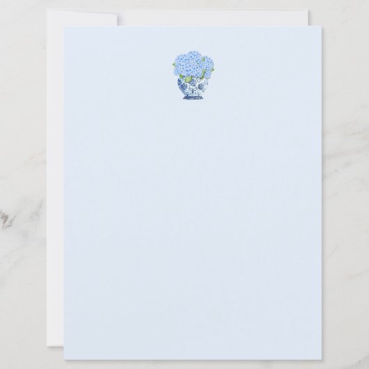 Papier Hydrangeas bleus de Nantucket dans un vase de styl (Devant)