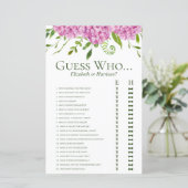 Papier Hydrangeas Roses Devinez Qui Douche de Jeu (Debout devant)
