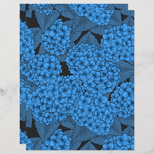 Papier Hydrangée bleue (Devant / Derrière)