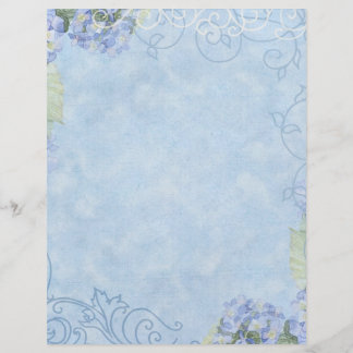 Papier Hydrangées bleues, papillon & torse Floral moderne