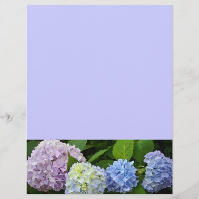 Papier Hydrangées florales bleu pourpre (Devant)