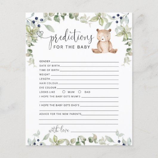 Papier Hypothèse prédictive du bébé de l'eucalyptus des b (Devant)