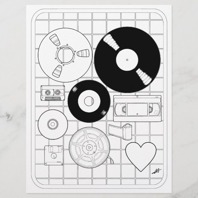 Papier I Love Physical Media - Coloring Page. (Devant)