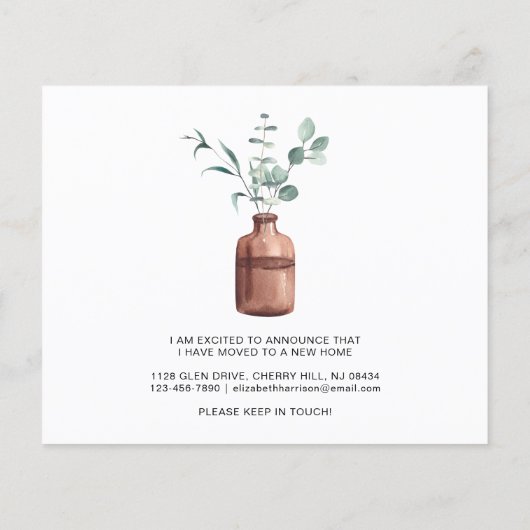 Papier I Moved Eucalyptus Aquarelle Moving Faire-part (Dos)