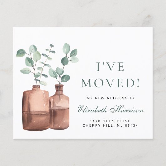 Papier I Moved Eucalyptus Aquarelle Moving Faire-part (Devant)