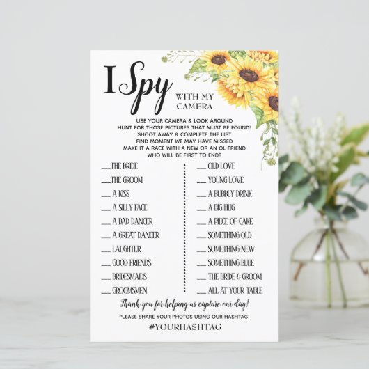 Papier I Spy mariage réception jeu anglais espagnol (Debout devant)