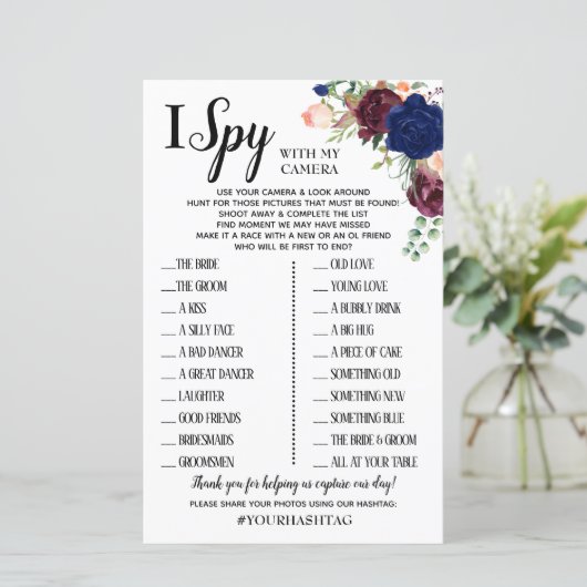 Papier I Spy mariage réception jeu anglais espagnol (Debout devant)