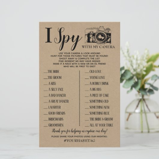 Papier I Spy mariage réception jeu anglais espagnol jeu (Debout devant)