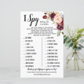 Papier I Spy Marsala Fleurs de mariage réception jeu (Debout devant)