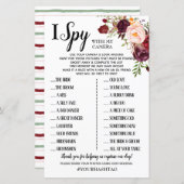 Papier I Spy Marsala Fleurs de mariage réception jeu (Devant / Derrière)