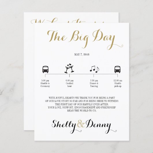 Papier Icon Wedding Itinerary (Devant / Derrière)