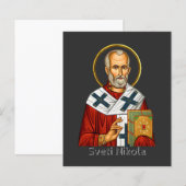 Papier icône orthodoxe serbe de lettre de saint Nicolas  (Devant / Derrière)