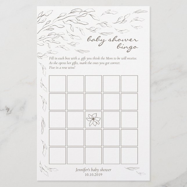 Papier Idée de jeu de Baby shower simple (Devant)