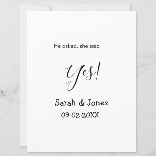 Papier Il a demandé elle a dit oui engagement simple mini (Devant)