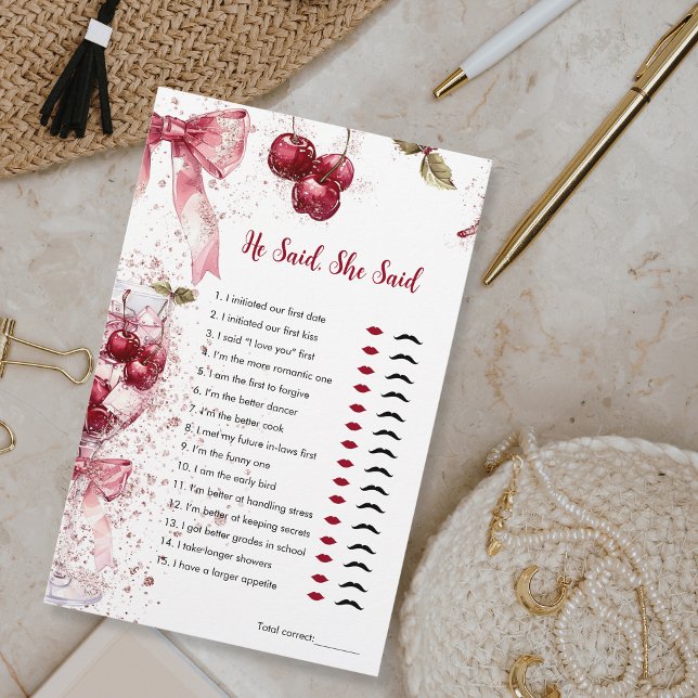 Papier Il A Dit, Elle A Dit Fête des mariées Game Cherry  (Créateur téléchargé)