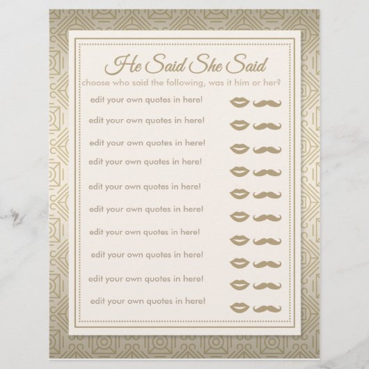 Papier Il a dit Elle a dit Jeu Classy Gold Art Déco (Devant)