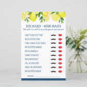 Papier Il A Dit / Elle A Dit Lemon Fête des mariées Jeu (Debout devant)