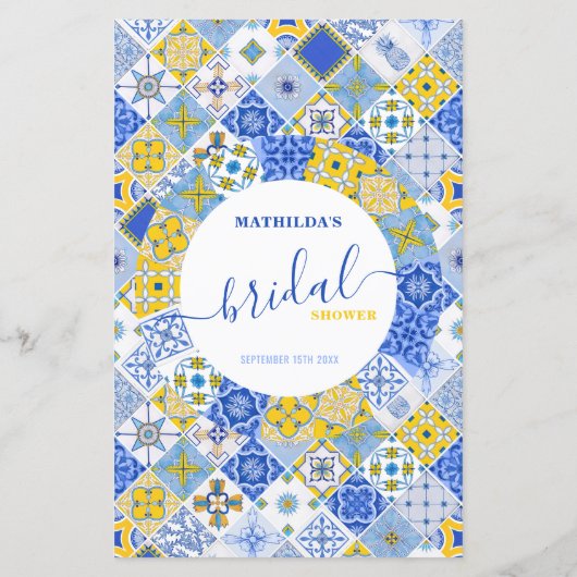 Papier Il A Dit Qu'Elle A Dit Blue Tiles Fête des mariées (Dos)